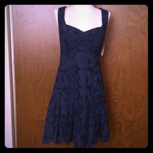 Nanette Lepore navy floral eyelet sleeveless dress